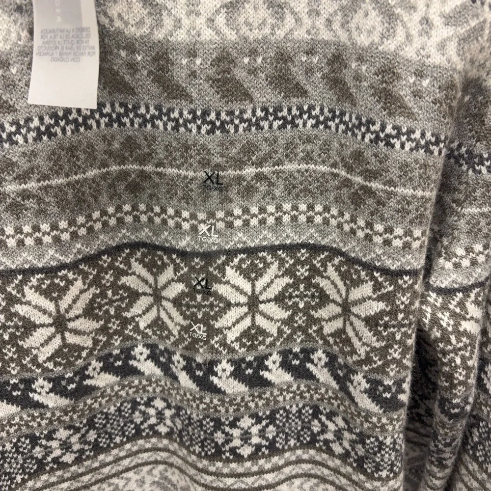Tommy Hilfiger Sweater Mens XL Gray Pullover Mock Neck Long Sleeve Fair Isle New